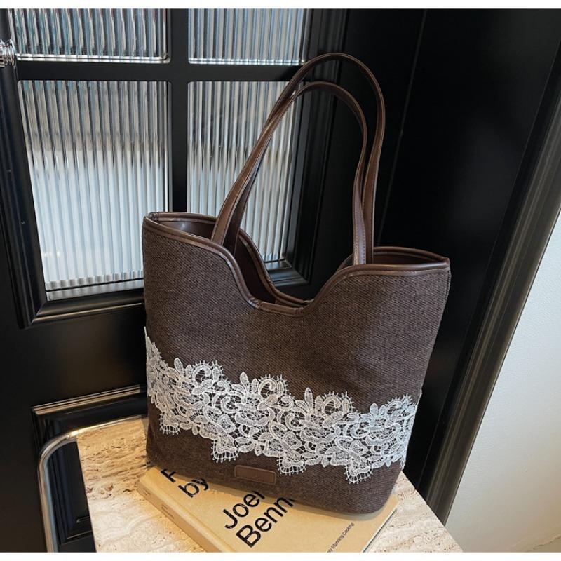 

New niche canvas bag bag female Sen Meng autumn and winter fashion large-capacity shoulder bag commuter tote bag темно-коричневого