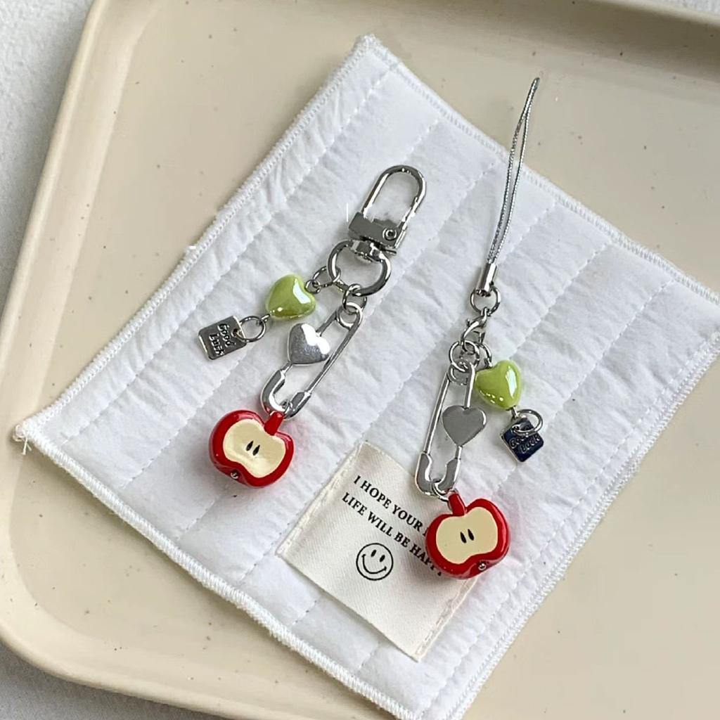3D Fruit Phone Charms Pendant Cute Kawaii Y2K Love Handmade Bead Ins Korea Keychain Cases For iPhone 13 Schoolbag CCD Camera
