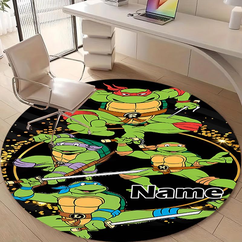 Personalized T-TMNT Round Chair Office Rug - Perfect for Mat, Office Chair & More - Ideal Gift for Birthdays and Holidays