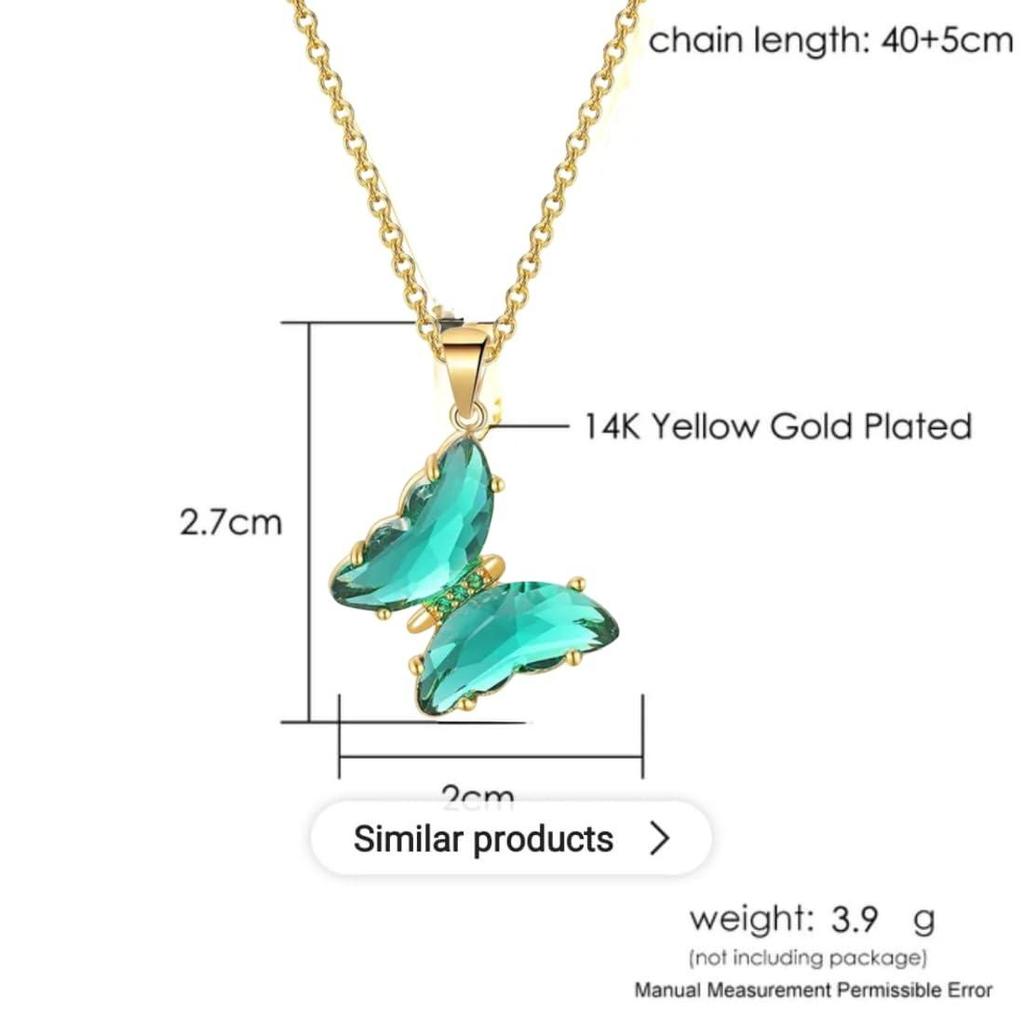 Stilfullt 14k guldpläterat halsband i fjärilsform med gyllene kedja och hänge för kvinnor och flickor