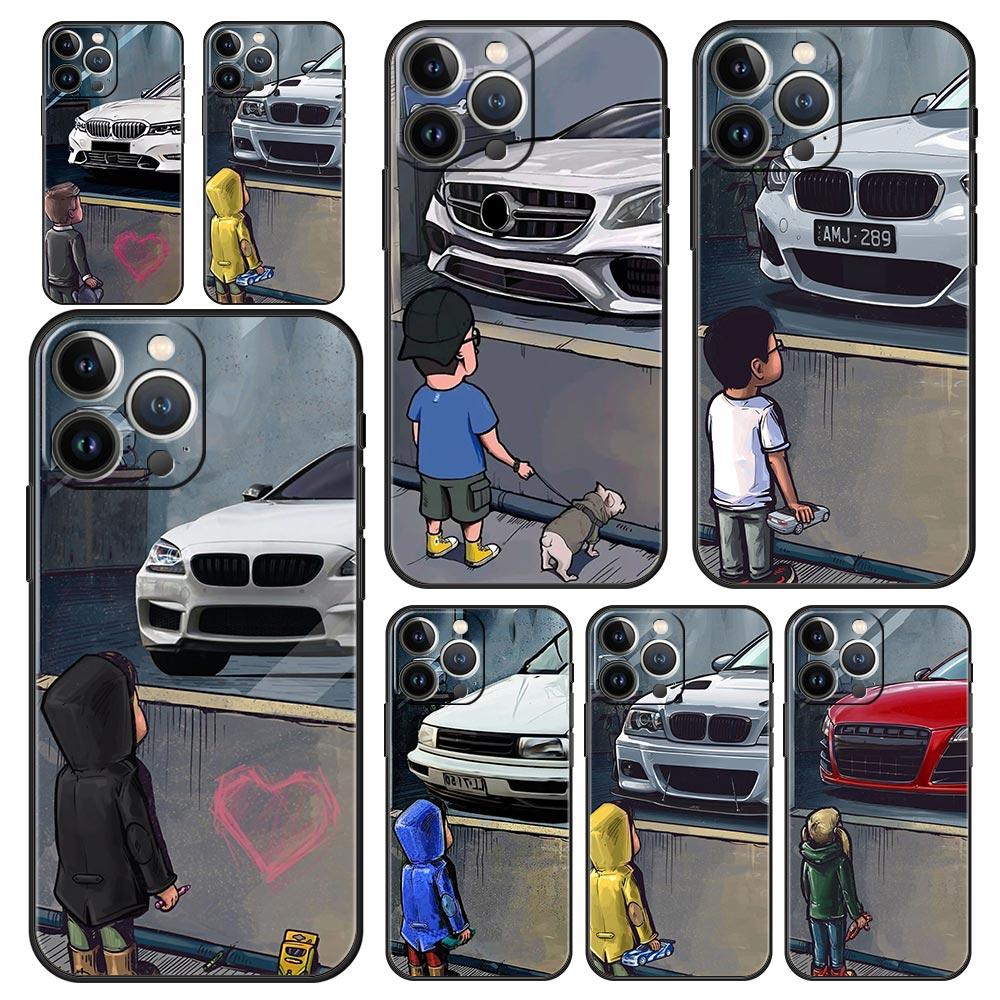 Boy Sports Car Jdm Drift Luxury Soft Phone Case For iPhone Samsung Galaxy Redmi Xiaomi Note S A 16 15 14 13 12 11 21 22 23 53 54 Pro Plus Ultra Cover
