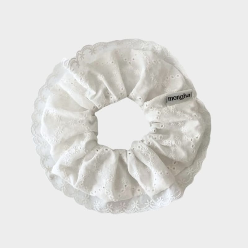 

mongha studio Резинка для волос_кружевной цветок white