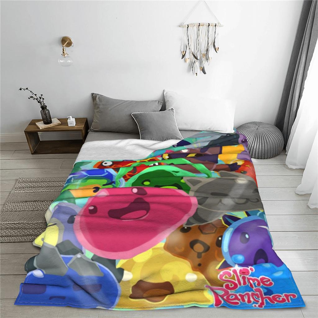 Slime Rancher Cartoon Spiel Plüschdecke Anime Niedlich Lustig Überwurfdecken für Zuhause 150*125cm Steppdecke Super Warm