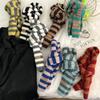 Y2K Harajuku Stripe Scarf: Black & White Thickened Neck Warmer for Stylish Posing