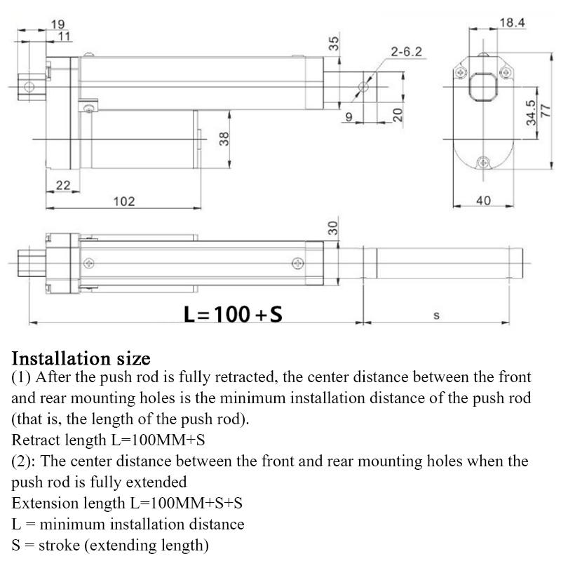 DC 12V/24V Electric Linear Actuator 100N/200N/300N/500N/700N/900N/1000N Linear Drive Electric Motor 20mm 30mm 50mm Stroke