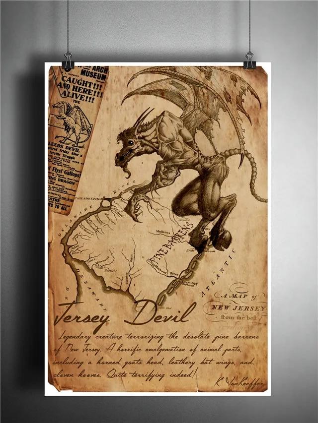 Vintage Magic horror vampiro monstro mítico Sexy Devil girl Poster lobisomem bruxaria Canvas Poster Wall Art Mural Decoração de quarto sem moldura