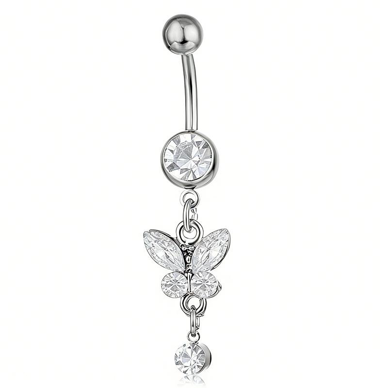 Schmetterling Kristall Hänge Bauchnabelring Edelstahl Bauchnabelpiercing Schmuck Für Frauen Sommer Strand