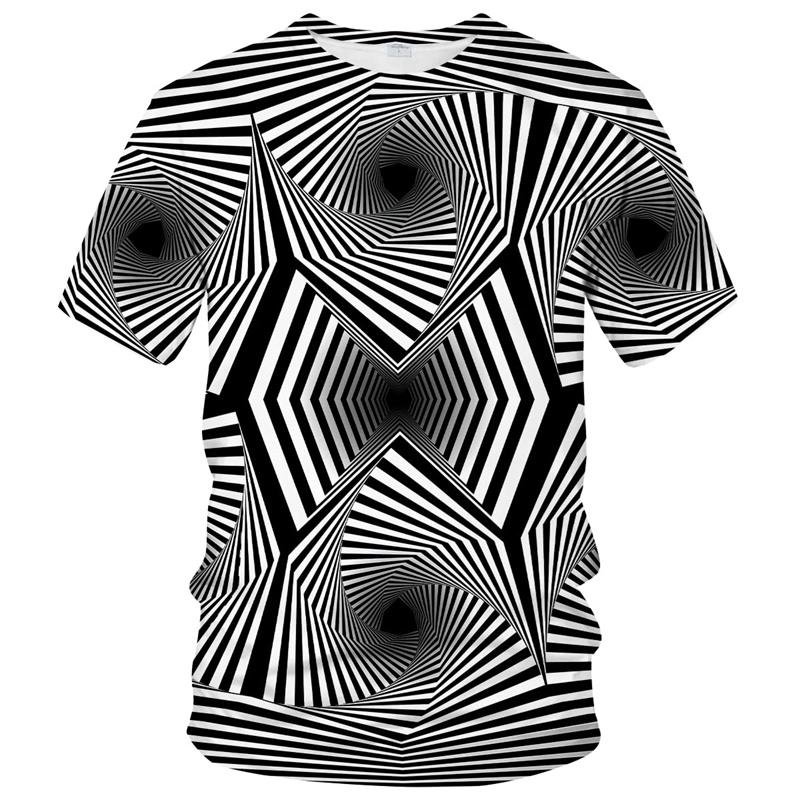 Magische Optische Täuschungs-Grafiken für Männer und Frauen 3D-gedrucktes Lustiges Kinder-T-Shirt Top Beliebte Sommer-Freizeit-Kurzarm-Kleidung
