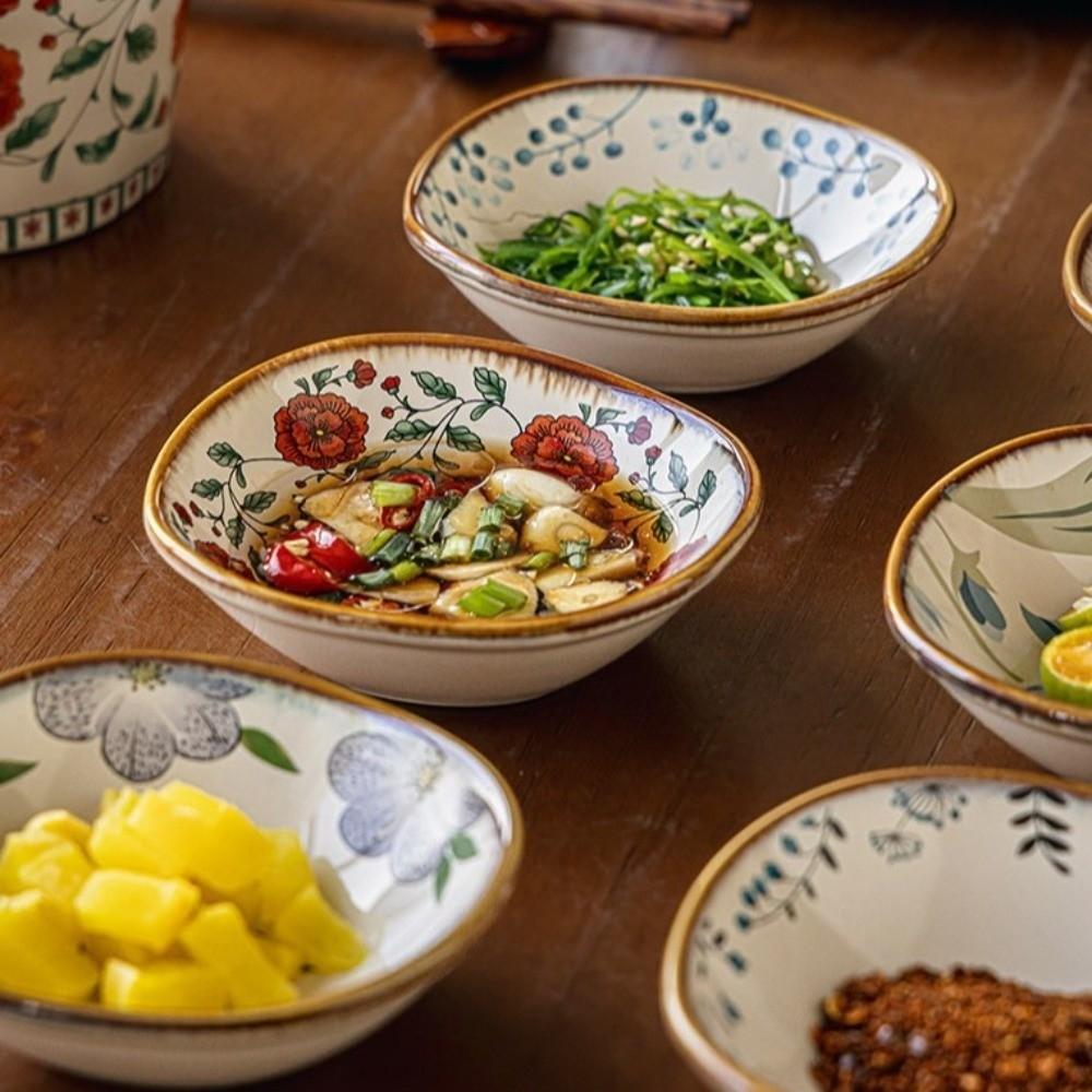 Mini Ceramic Flavor Dish Retro Vinegar Dish Multi-functional Mini Fruits Bowl  Household Use