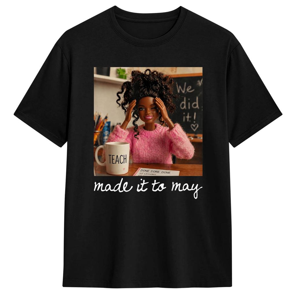Oversized Tshirt Summer Funny Made It To May Teacher Student Last Day Of School Meme Hip Hop T Shirts Cotton Tee Shirt