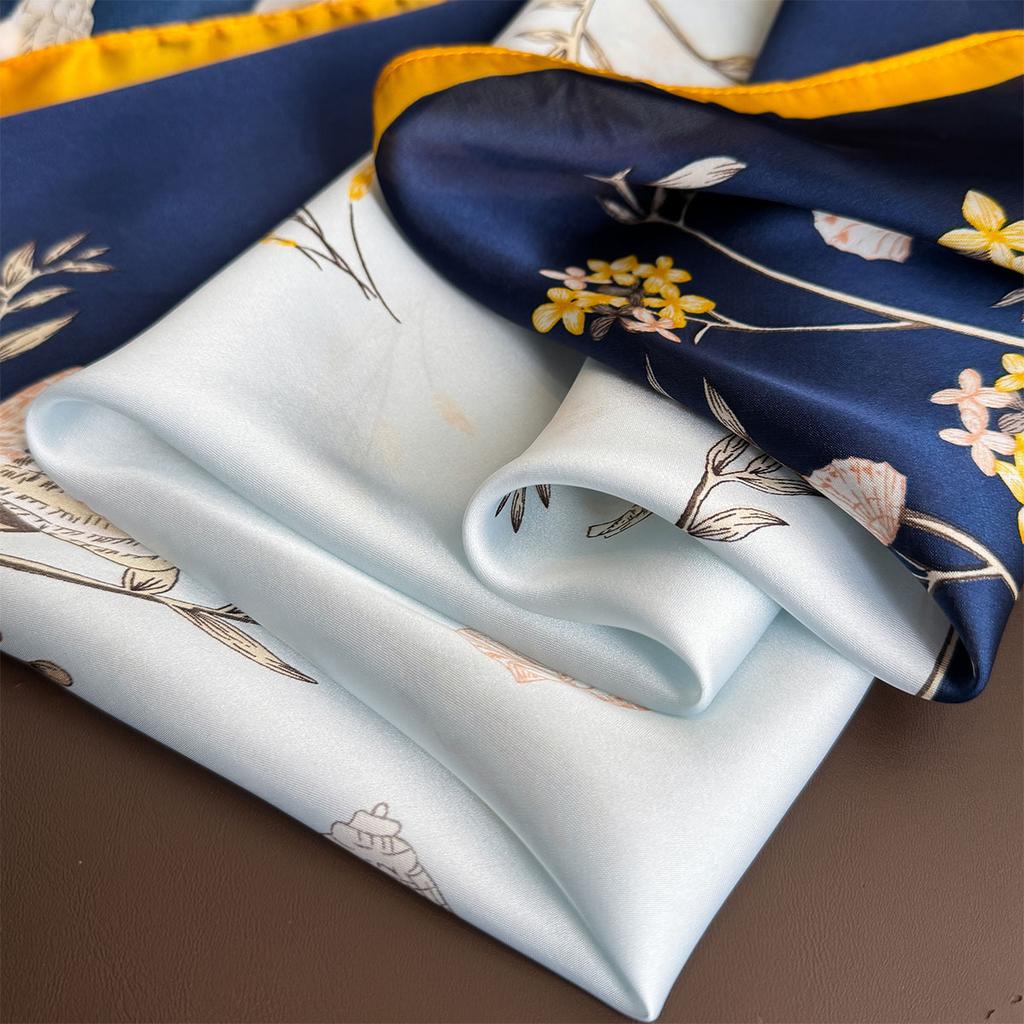 Korean Style Versatile Large Square Scarf for Women, Spring and Summer Sun Protection Outerwear Neck Scarf, Silk Scarf Thin Elegant Neck Tie