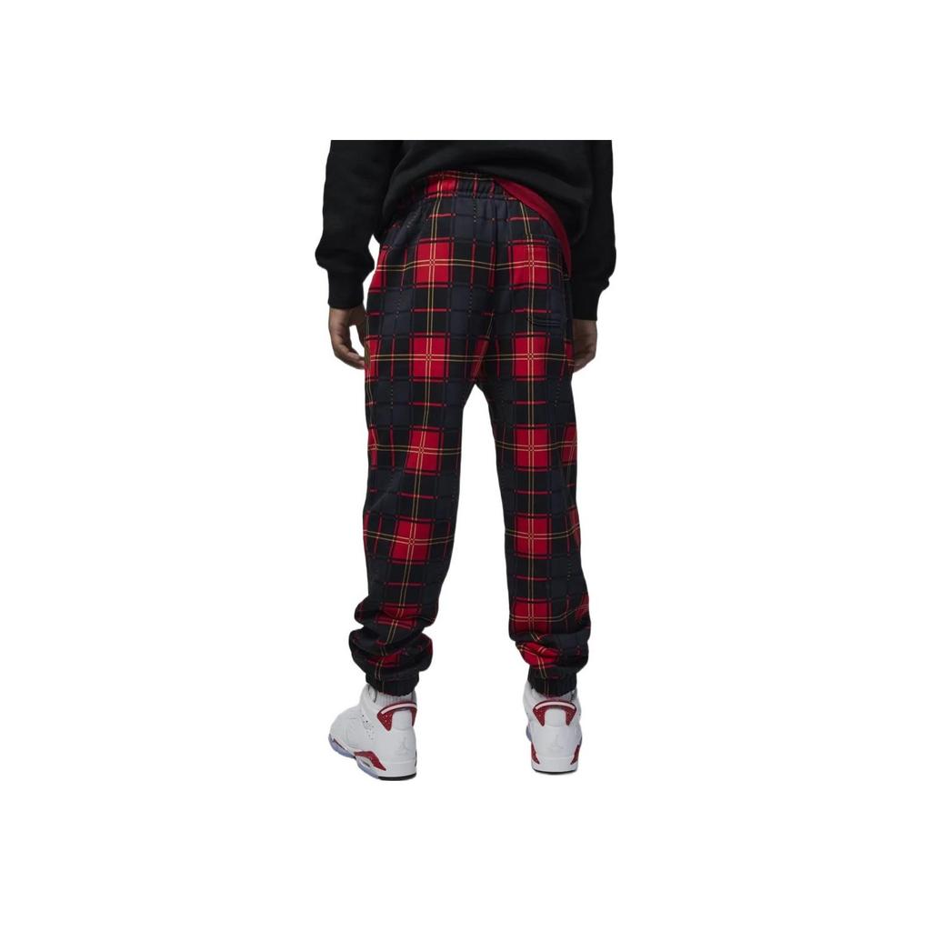 Jordan Plaid Letter Logo Print Cuffed Knit Sports Pants Kids Bottoms Black FB9432-010