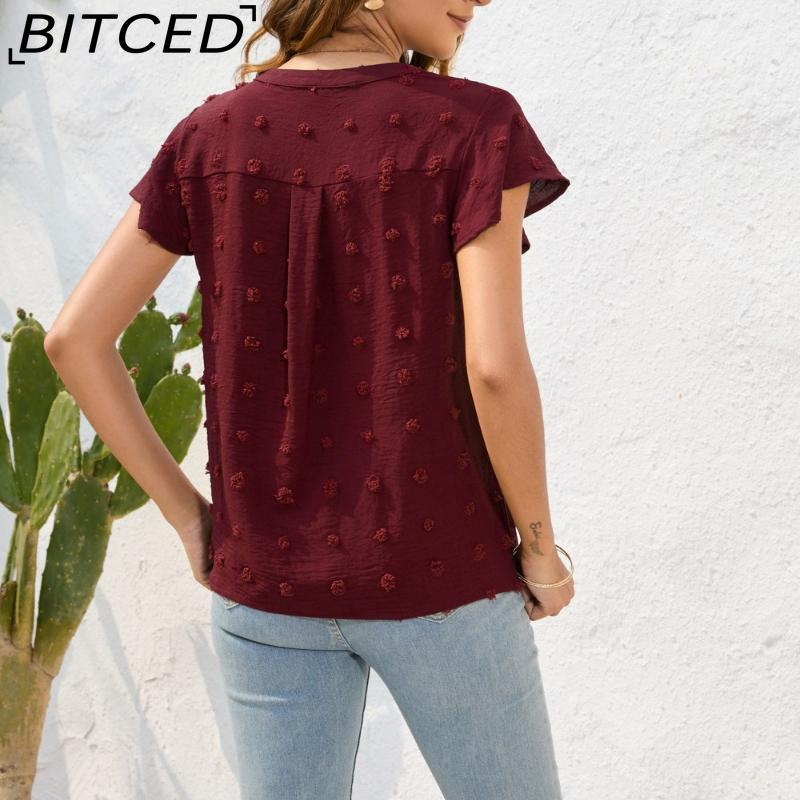 BITCED Spring/Summer Women's Loose-Fit Casual T-Shirt O-Neck Short-Sleeve Commuter Sweater Top