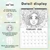 1pc 2026 Hanging Calendar, Black Women Coloring Calendar,12 Beautiful Designs, Monthly Plans,Perfect Gift for Birthday,Christmas