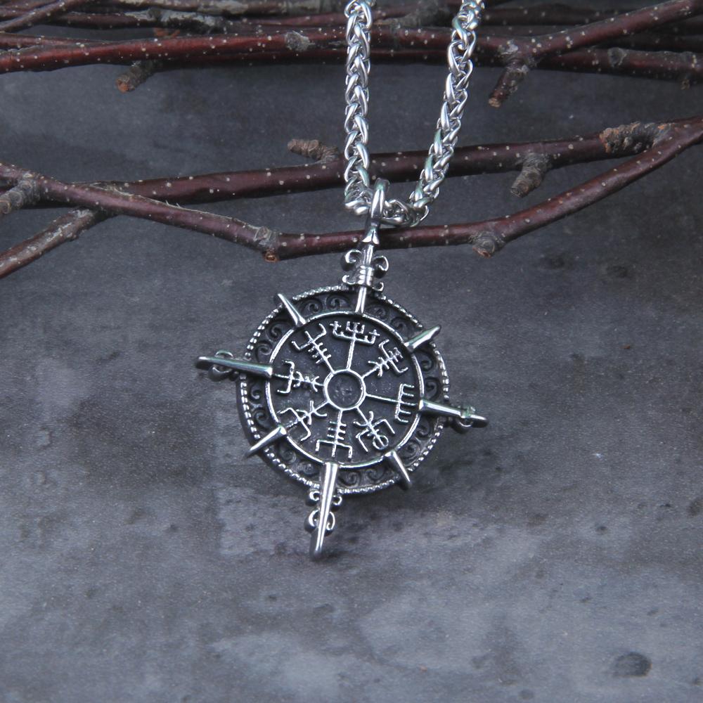 Stainless Steel Viking Pendant for Men Odin Amulet Vegvisir Scandinavian Jewelry Fashion Accessory