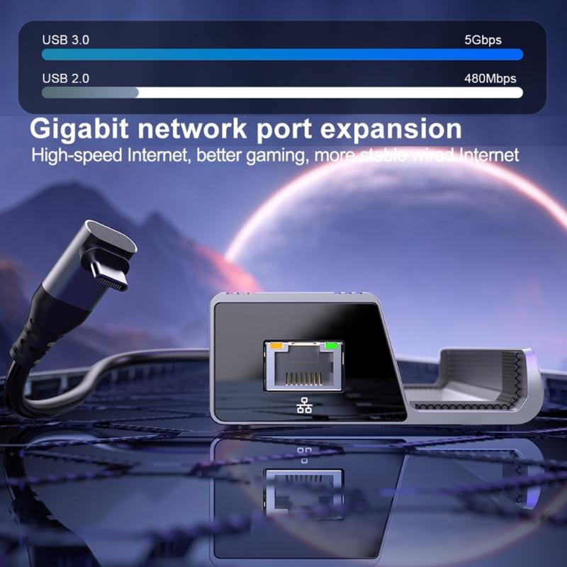 Multiport USB C Charging Station with HDMI2.0 4K 60Hz Ethernet and USB3.0 Port for ROG and SteamDeck