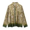 Fashion Style 2024 Fall and Winter New Women's Clothing Temperament Printed Silk Satin Texture Long Sleeves Lapel Shirt 8956192