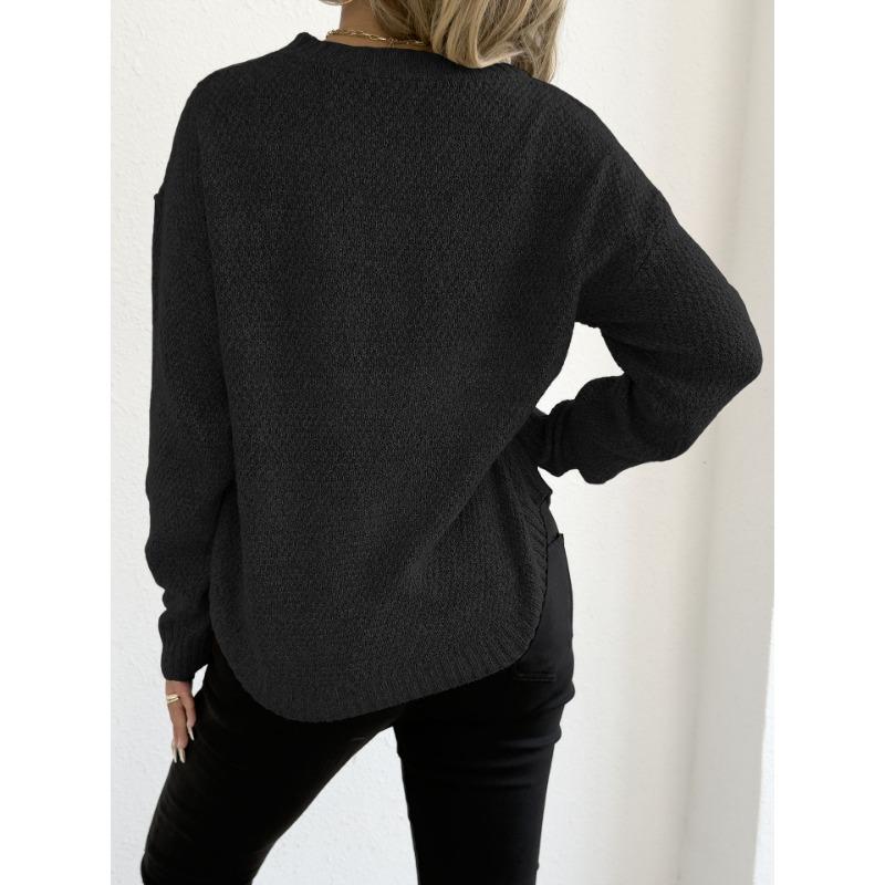 Women S Round Neck Long Sleeve Pullover Sweater Featuring Embroidered Lace Butterfly Splicing