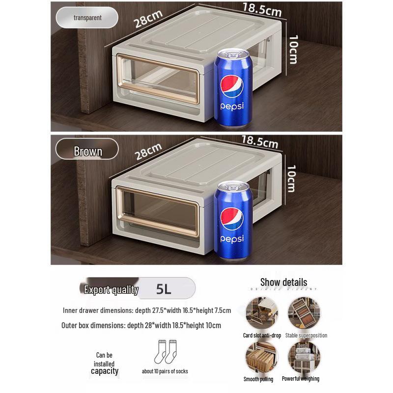 Transparent Plastic Drawer Storage Box – Large Capacity Clothing Organizer