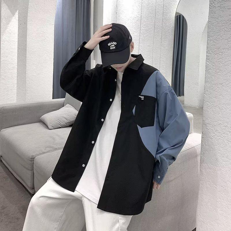 

Новая национальная мода ретро-рубашка с узором «брызги чернил» с длинными рукавами для мужчин и женщин, внутренняя рубашка для студентов, подростковое пальто 3XL чёрный