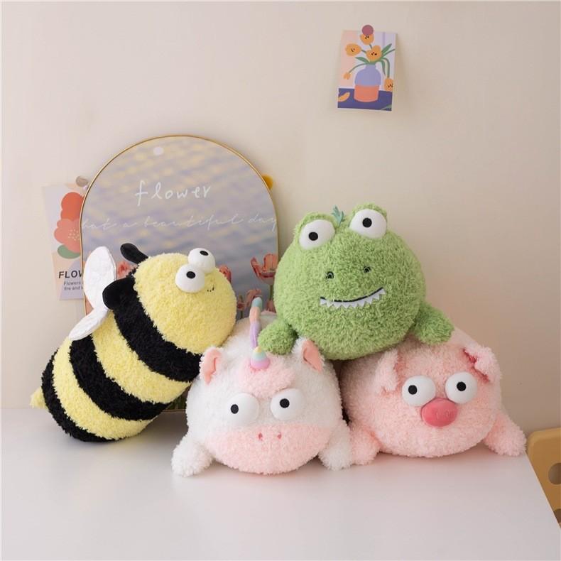 Adorable Plush Animal Dolls In Bee Frog Pig And Unicorn Designs For Kids Gifts
