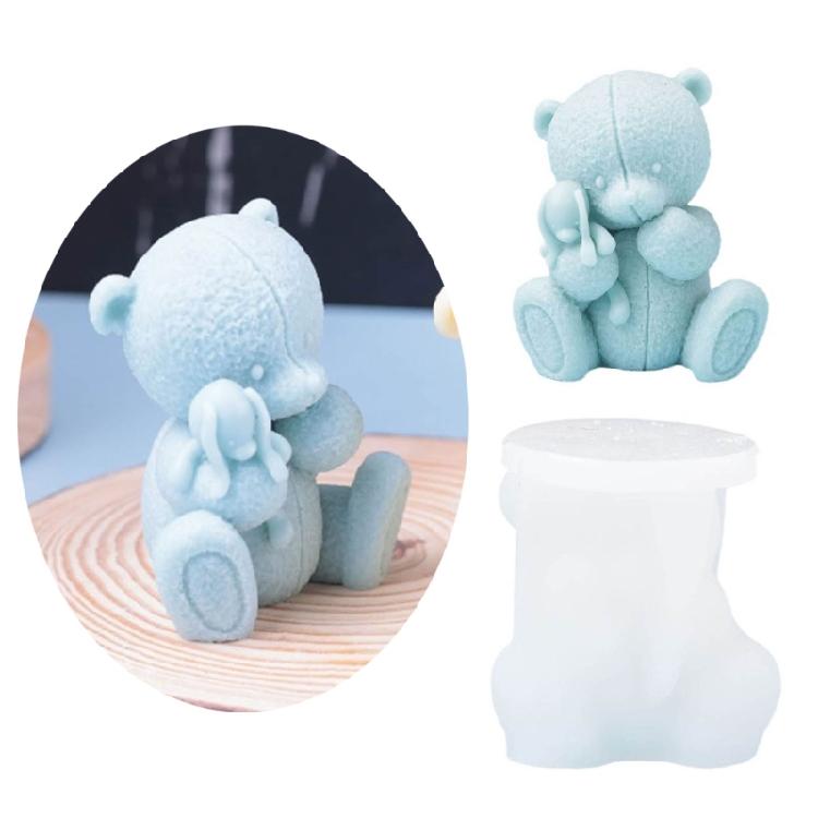 3D Bear Candle Silicone Mould Animal Resin Molds DIY Soap Molds Baking Molds