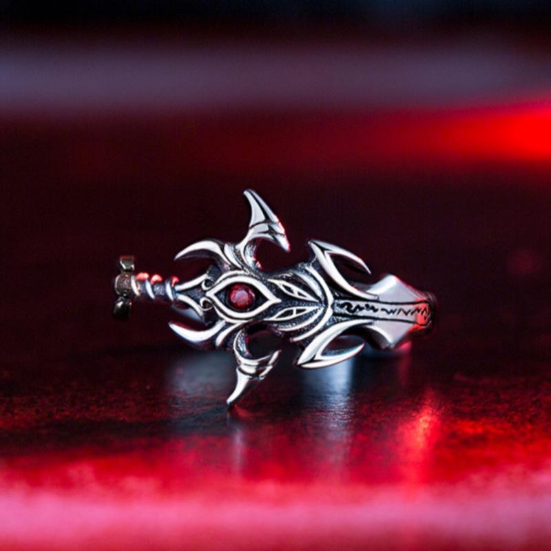 Yin Taifei Retro Douluo Continent Tang San Asura God Demon Sword Thai Silver Anime Ring