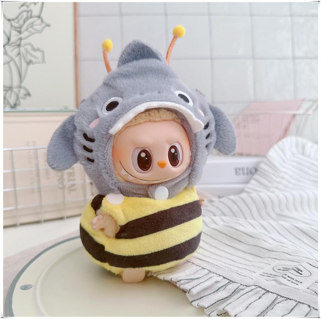 First, Second, and Third Generation Labubu Doll Clothes: 17cm Plush Onesie for 10cm Labubu Dolls, Cute Cartoon Design