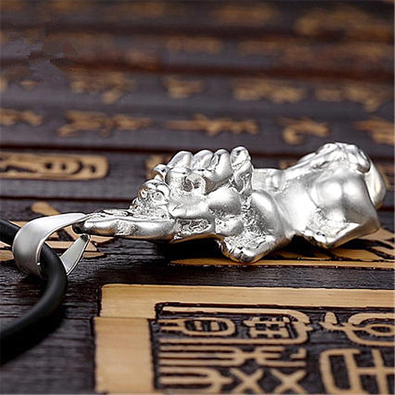 Yi Hua Retro Ethnic Style Solid Silver Pixiu Coin Pendant Necklace