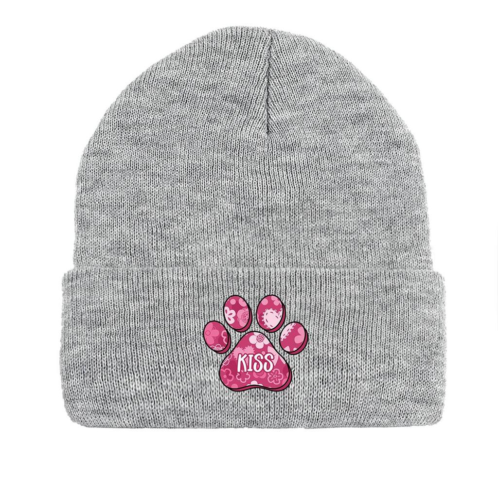 Dog Cat Paw Print Heart Knit Hat Beanie, Valentine's Day "XOXO LOVE KISS", 8 Patterns 10 Color 80 Different Caps, Cozy Stylish Knitted Cap Beanie