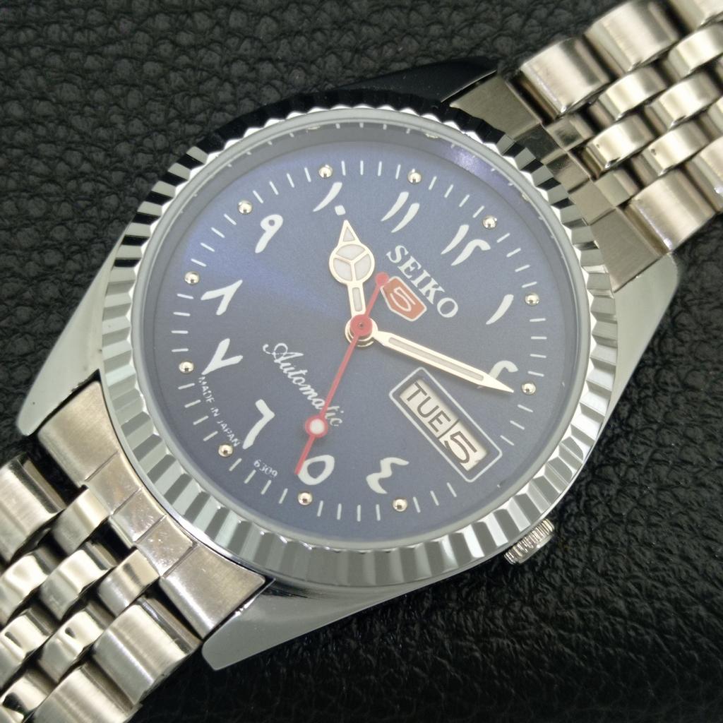 VINTAGE REFURBISHED SEIKO 5 AUTOMATIC 6309A JAPAN MENS BLUE DIAL WATCH a442464-1