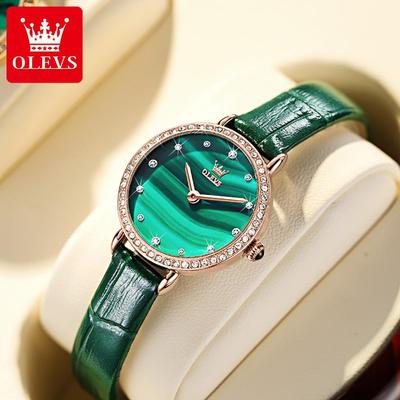6628 Con confezione regalo Orologio al quarzo con movimento importato Piccolo orologio verde Orologio da donna impermeabile