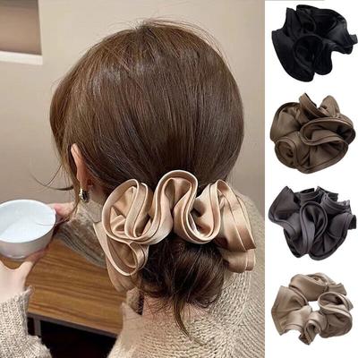 Grands chouchous en Satin de soie, bandes élastiques pour cheveux, cravate en corde, accessoire pour queue de cheval #