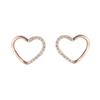 Elegant Rhinestone Heart Stud Earrings - Simple Metal Jewelry for Women