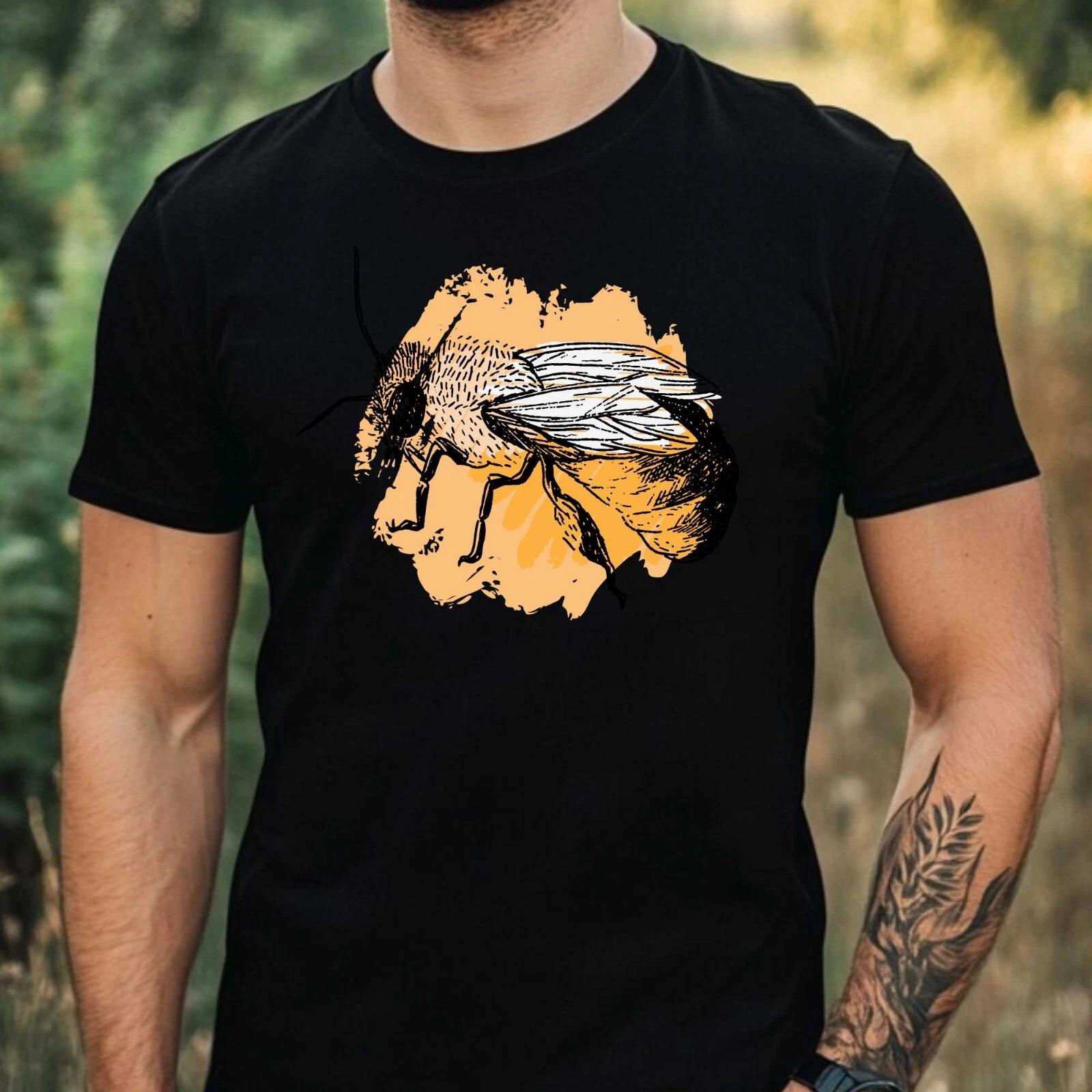 T-Shirt Herren Biene Motiv Baumwolle Größe XS bis 5XL L
