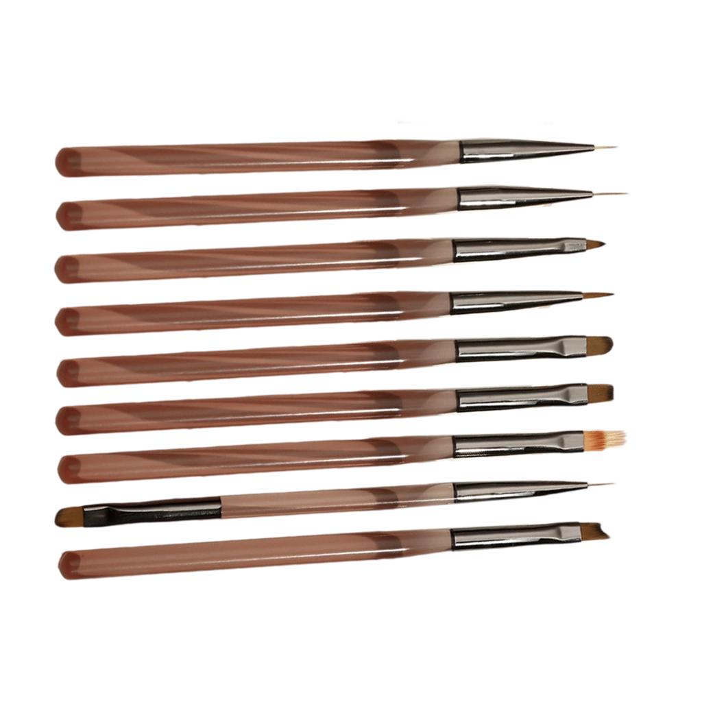9Pcs Professional Nail Art Brushes Set With Premium Nylon Bristles and Ergonomic Handle for Salon Home Manicure Design
