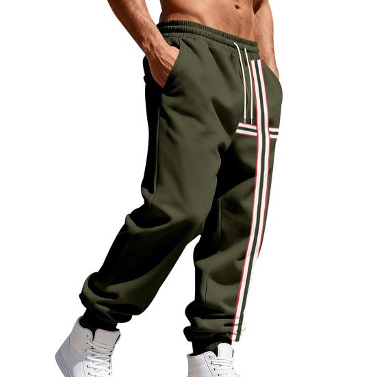 

Men Sweatpants Elastic Mid-rise Joggers with Adjustable Drawstring Reinforced Pockets Velvet Lining Sport Pants Daily Wear S