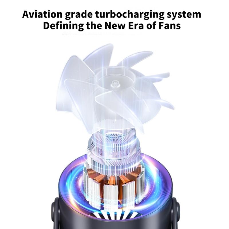 Quiet Powerful Fan Digital Display Fan 4000mAh Battery Fan ABS Texture Suitable for Bedroom Office and School Use
