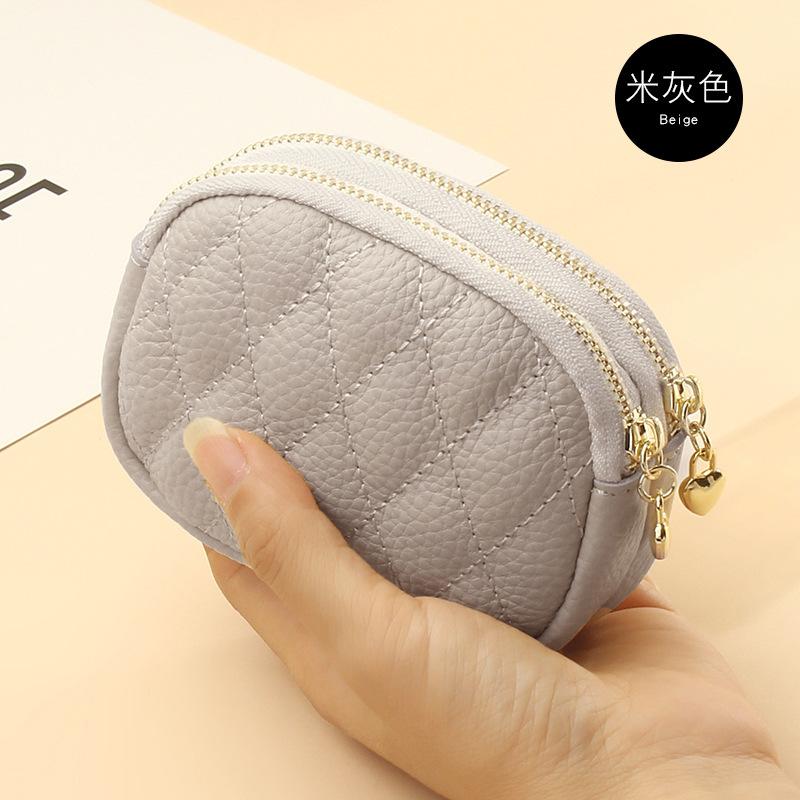 Coin Purse Key Ring Pendant Storage Bag Double Zipper Large Capacity Multi-card Slots Card Holder For Women Girls