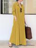 2026 European Cotton Linen Long Sleeve Lapel Shirt Dress with Patch Pocket – Casual, Loose Fit