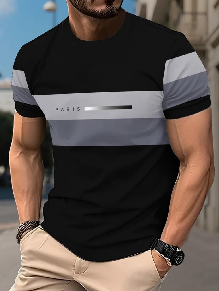 Summer Simple Print Men's Clothing Fashion Loose Men's T-Shirt Summer Outdoor Breathable Men Top New Round Neck Men Short Sleeve