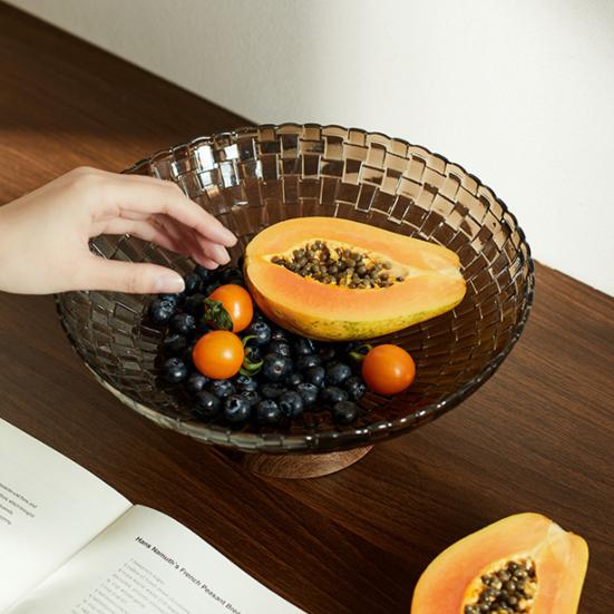 Plastic Fruit Bowl Large Modern Textured Fruit Holder Stand with Removable Pedestal Decorative Vegetable Basket for Kitchen Counter Dining Table