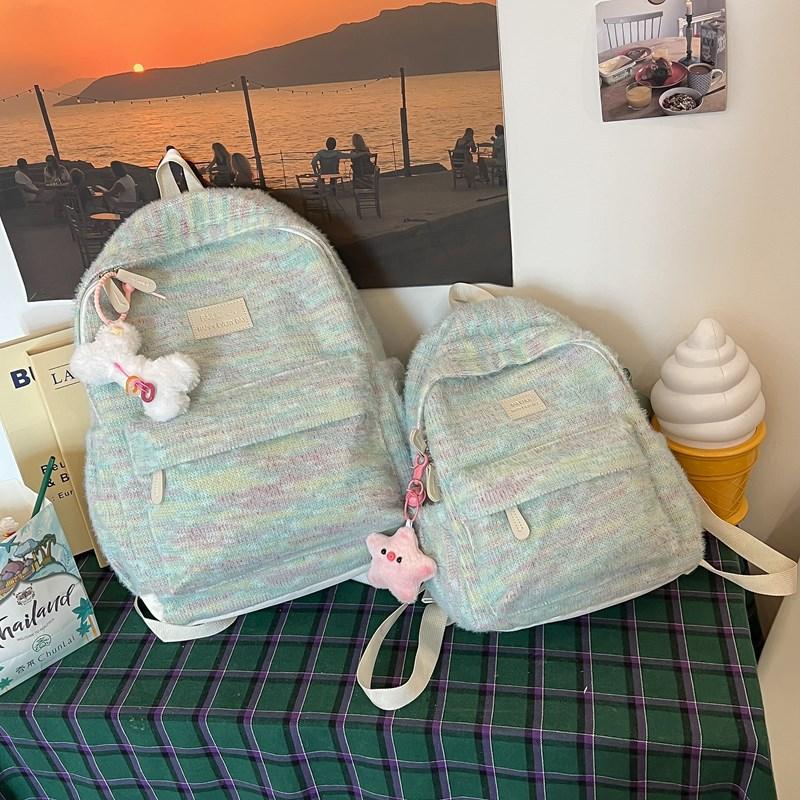 Schoolbag Female simple small fresh rainbow backpack Japanese ins Korean version of college style cute junior high school backpack
