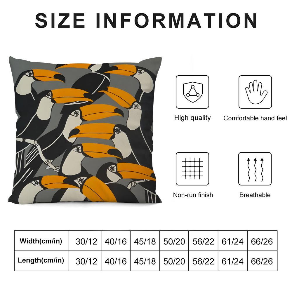 Toucan Fashion Cushion Cover Pillowcase Ultra Soft Skin Friendly Fabric Cloud Like Comfort & Concealed Zipper