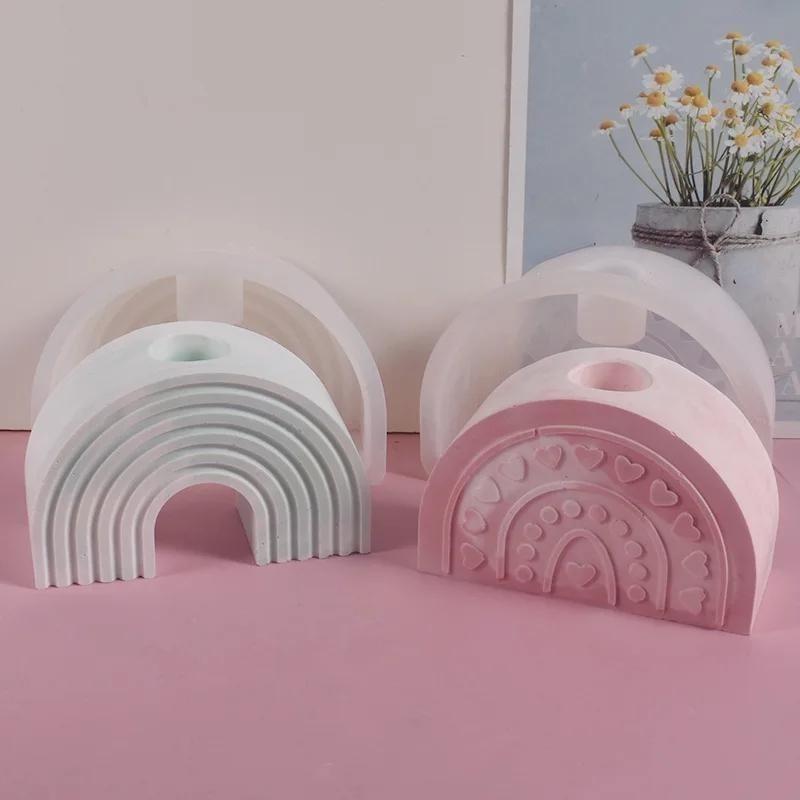 Acuan Silikon Pemegang Lilin, Acuan Pelangi Gerbang Resin Titis, Acuan Gipsum DIY, 1pc LS
