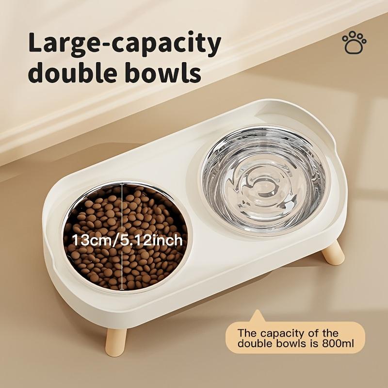 Single Set of Cat Feeding And Drinking Bowls with Dual Bowls, Various Colors And Styles for Dog Bowls, Suitable for All Pets
