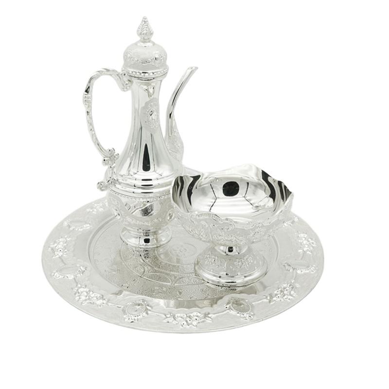Set di 3 tazze da offerta europee Calice da altare Combinazione di brocca da vino Fornitura buddista Vintage per Havdalah Pasqua Regalo tradizionale