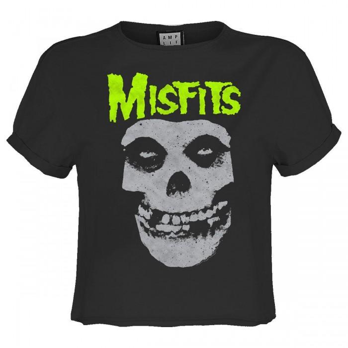 Amplified Womens/Ladies Skull Misfits Neon Crop T-Shirt