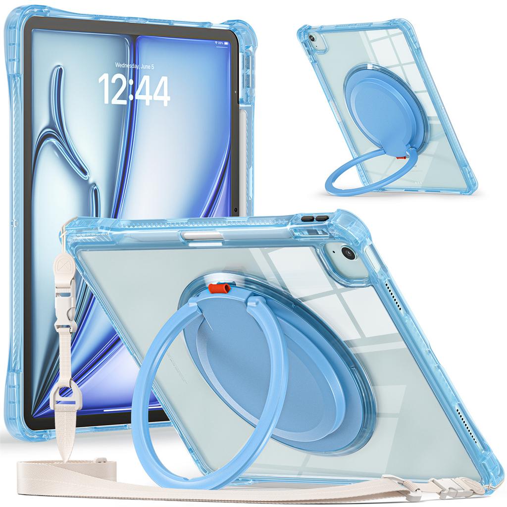 For iPad Air 13 (2025)/(2024)/Pro 12.9 (2022)/(2021)/(2020)/(2018) Case with Shoulder Strap Kickstand Tablet Cover