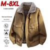 Men's Fleece-Lined Fur Collar Jacket - Plus Size Autumn/Winter Warm Workwear Outerwear